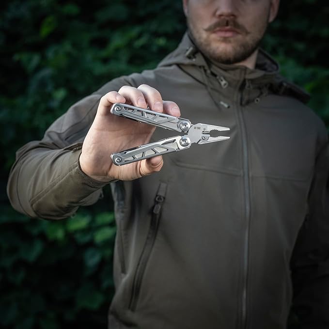 M-Tac 11-in-1 Multitool Pliers - Stainless Steel Utility Screwdriver Multi Tool in Nelon Belt Sheath for EDC Outdoor Camping, Fishing, Survival, Hiking (Silver #3)