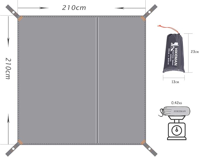 HIKEMAN Waterproof Camping Tarp Portable Tent Footprint with Drawstring Bag Ground Cloth for Outdoor Hiking Picnic (XL-83”x83”)