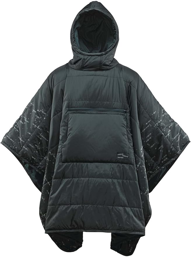 Therm-a-Rest Honcho Poncho Wearable Hoodie Blanket, Black Forest Print