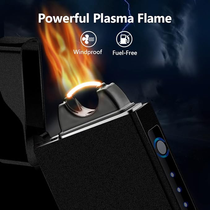 SKRFIRE Electric Lighters Rechargeable USB Lighter Plasma Arc Flame Windproof Cool Lighter with Luxury Gift Box for Fireworks, Candle, Incense (Frosted Black)
