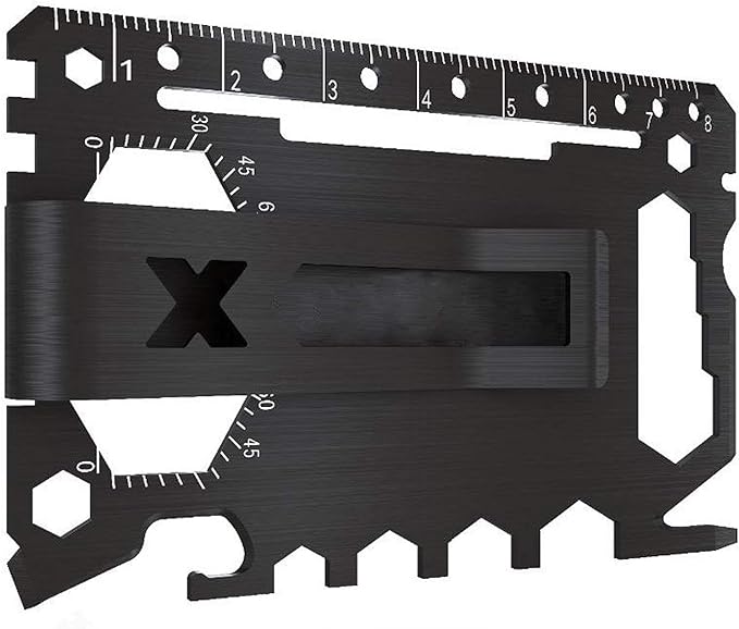 Multi tool 47 in 1 Credit Card Size Outdoor Camping Survival Accessories - Multipurpose Gear Gadget Tools for Man Portable -Stocking Stuffers Gifts for Men Christmas-Every Day Carry (With Money Clip)