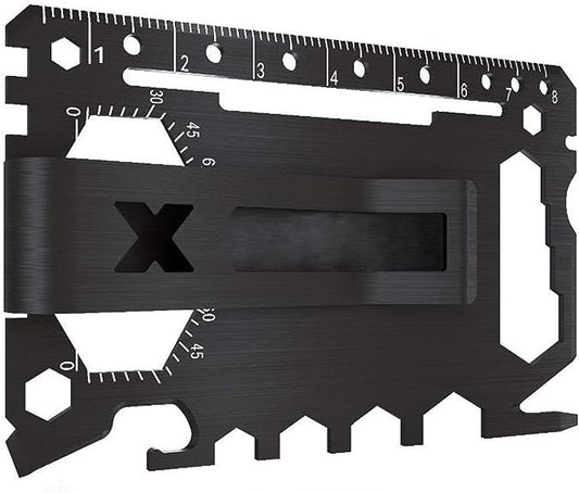 Multi tool 47 in 1 Credit Card Size Outdoor Camping Survival Accessories - Multipurpose Gear Gadget Tools for Man Portable -Stocking Stuffers Gifts for Men Christmas-Every Day Carry (With Money Clip)