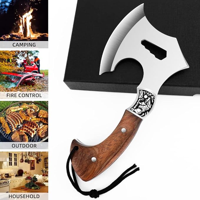 Camping Hatchet Camping Axe Forged High Carbon Steel for Meat Cleaver Axe Outdoor Splitting Wood Great for Axe Throwing, Camping, Survival, Outdoors and Chopping (719)