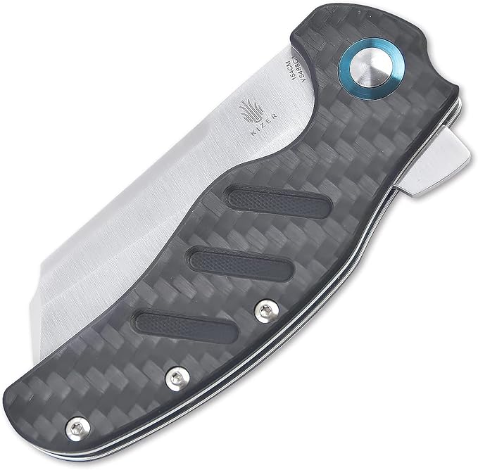 Kizer Pocket Knives, Sheepdog XL C01C Folding Knife with Clip, Tactical Survival Knife with G10 Carbon Fiber Handle, EDC Hunting Knife V5488C3