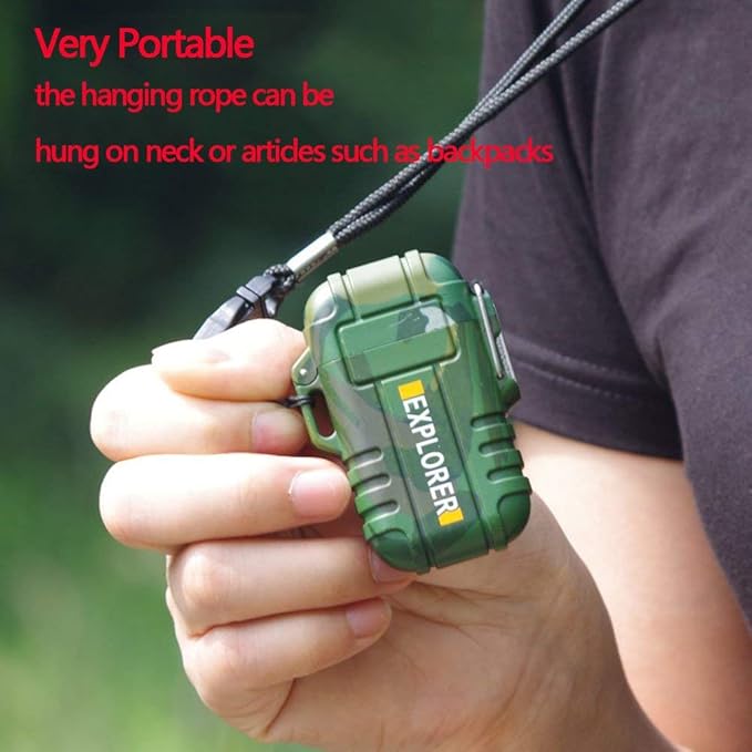 Plasma Dual Arc Electric Rechargeable Flameless Lighter Waterproof Windproof for Camping,Hiking,Outdoor Adventure (Red)