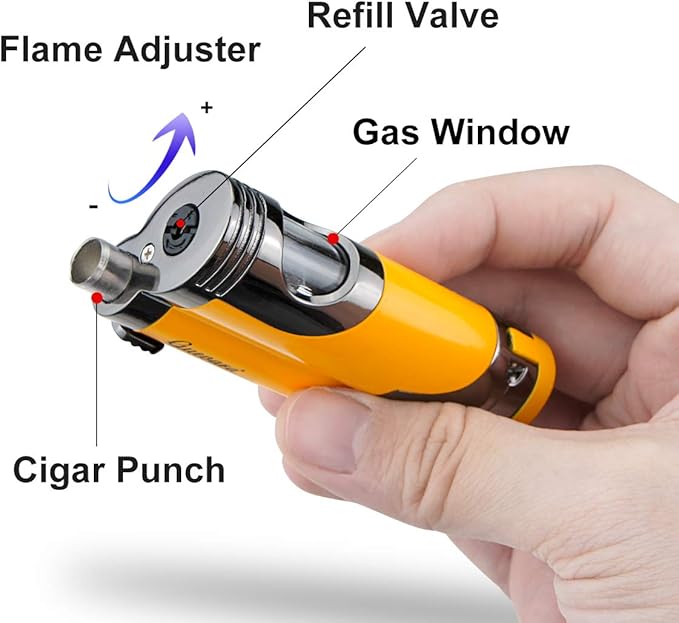 GUEVARA Butane Torch Lighter with Punch Windproof Double Jet Lighters