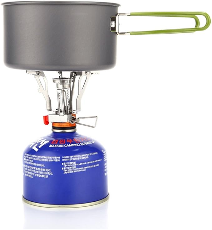 Portable Camping Stoves Backpacking Stove with Piezo Ignition Stable Support Wind-Resistance Camp Stove for Outdoor Camping Hiking Cooking