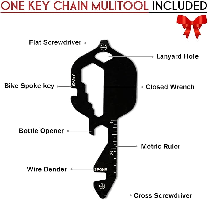 Multitool Camping Accessories, 13 in 1 Hammer Multitool and Key Shaped Pocket Tool, Survival Tool with screwdrivers, Safety Lock, Gifts for Him Men Husband Dad Boyfriend