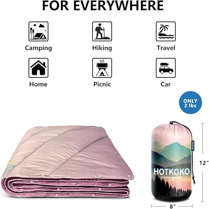 Camping Blanket,Lightweight Down Alternative Puffy Printed Camping Blanket Packable Outdoor Blanket for Camping,Traveling, Stadium, Hiking, Picnics