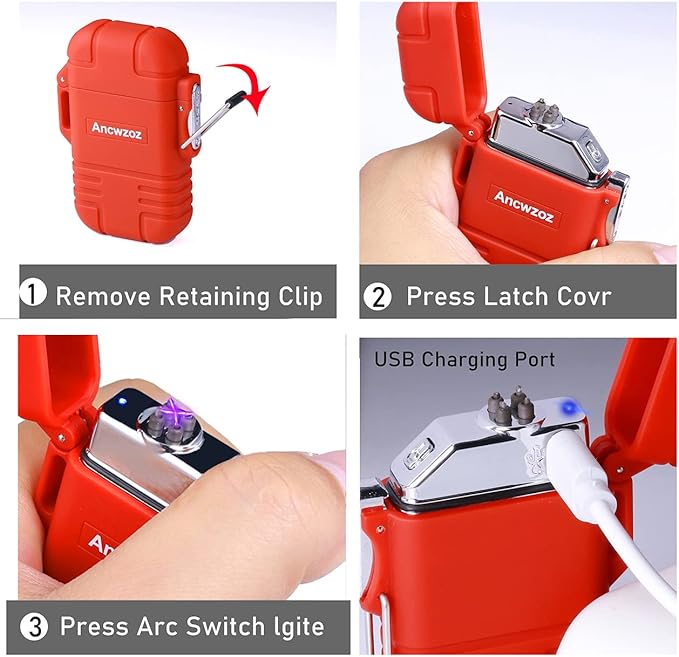 Lighter USB Rechargeable Lighter Outdoor Lighter Mini Lighter High-end Rechargeable Lighter for Garden Outdoor Activities (red)