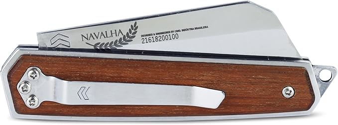 CIMO Pocket Knife Navalha Stainless Steel Blade with Jatoba Wooden Handle and Pocket Clip