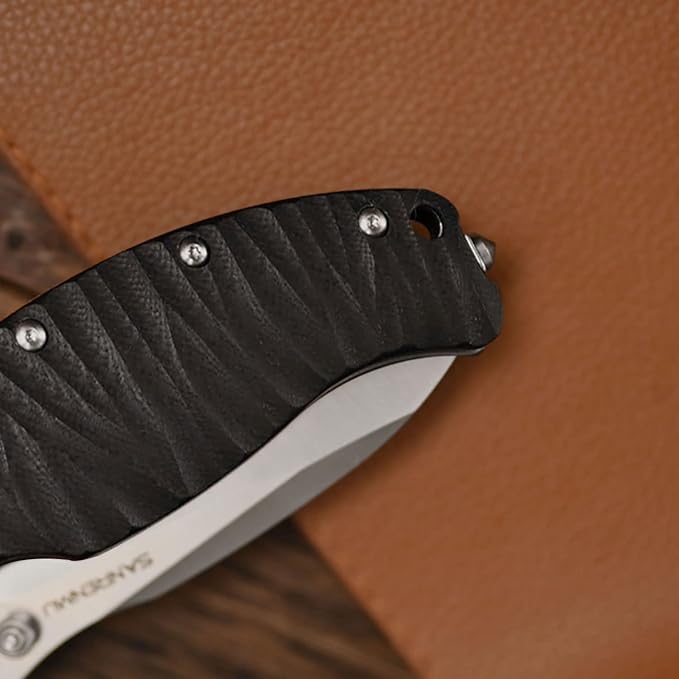 SRM SANRENMU 1006 NEW Pocket Folding Knife 14C28N Blade Flipper Ball Bearing Outdoor Camping Survival Tool EDC (Black)