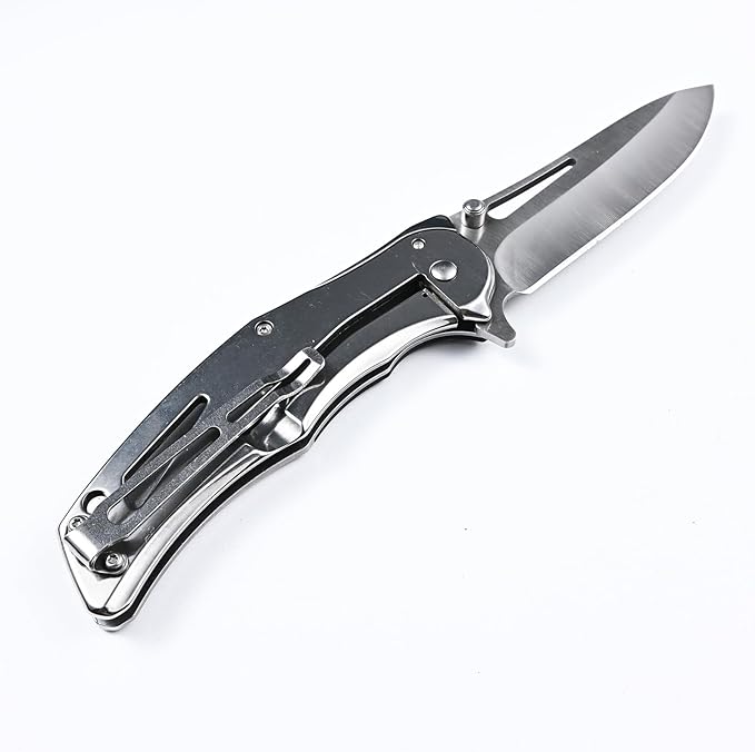 Survival Folding Pocket Knife, Tactical Outdoor Camping Fold Knife, G 10 Handle 440C Stainless Steel,4.5inch Closed