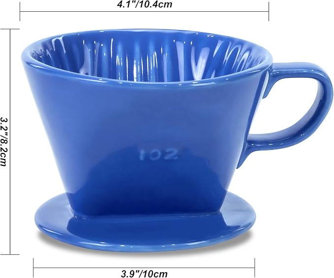 Pour Over Ceramic - Coffee Dripper Ceramic Coffee Maker with 3 Holes Flat Bottom, Porcelain Slow Filter Cone for Travel, Camping, Office, Home, Coffee Maker Brewโฆ