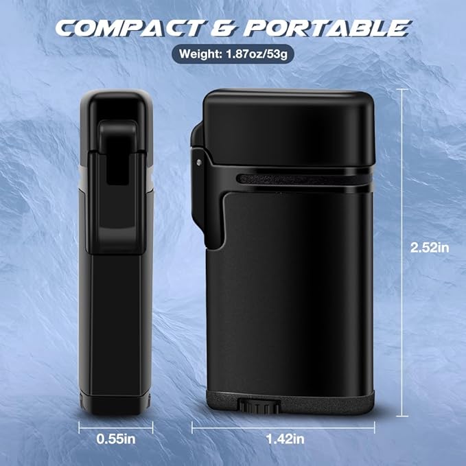 LcFun Torch Lighters Butane Refillable Lighter 2 Pack Dual Flame Lighter Windproof Torch Lighter Gas Lighter Gift for Men, Women (Without Fuel, No Fuel Window)