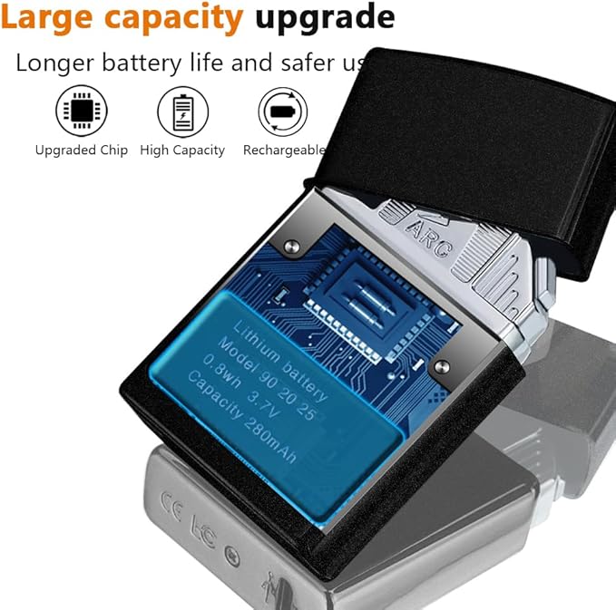 Electric Lighter Plasma Lighter Rechargeable USB Lighter Six Arc Lighter Cool Lighter Candle Lighter Windproof Flameless Lighter with Upgraded Smart Chip for Camping, Hiking(Frosted Black)