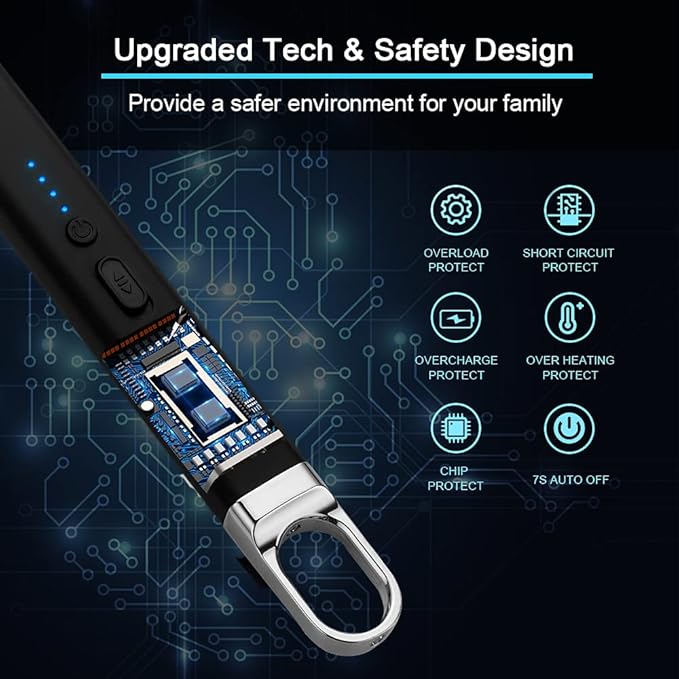 ARECTECH Lighter Electric Lighter Arc Candle Lighter Flameless Rechargeable Lighter USB Long Lighters for Candle Cooking BBQs Fireworks Black