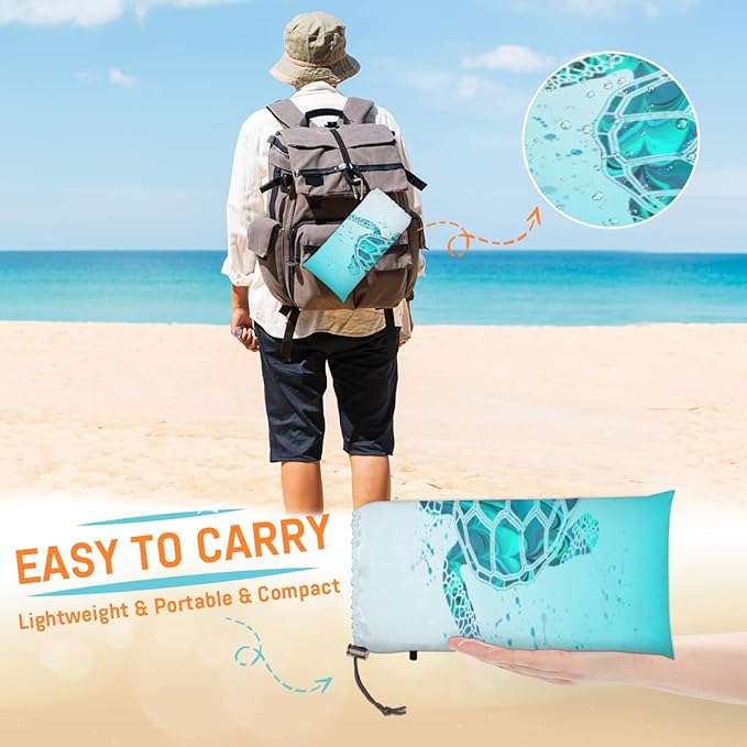 Beach Blanket Sandproof Waterproof Beach Lightweight Picnic Blanket Portable Picnic Mat for Outdoor Travel Camping Hiking Turtle Pattern