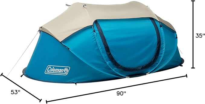 Coleman Pop-Up Instant Tent Sets Up in 10 Seconds, Portable & Lightweight 2/4 Person Tent with Adjustable Rainfly