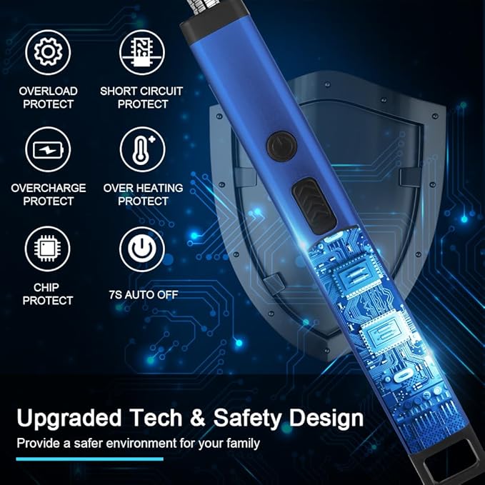 ARECTECH Lighter Candle Lighter Electric Lighter Rechargeable USB Arc Lighters for Candle Camping Fireworks Christmas Birthday Gifts with LED Light for Men Women Blue