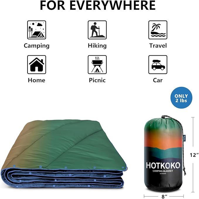 Camping Blanket,Lightweight Down Alternative Puffy Printed Camping Blanket Packable Outdoor Blanket for Camping,Traveling, Stadium, Hiking, Picnics