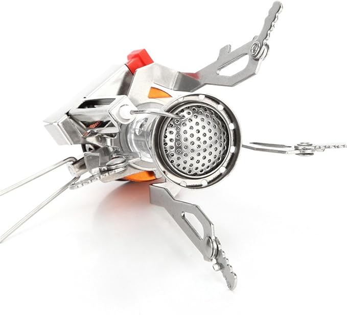 Portable Camping Stoves Backpacking Stove with Piezo Ignition Stable Support Wind-Resistance Camp Stove for Outdoor Camping Hiking Cooking