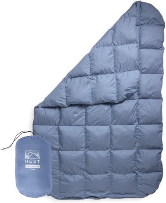 HEST Packable Down Comforter for Camping, Double Size - Warm Outdoor Puffy Blanket, Down Blanket with 50-L Tote, Hydrophobic Duck Down - Perfect for Hiking, Camping, Backpacking & Outdoor Adventures