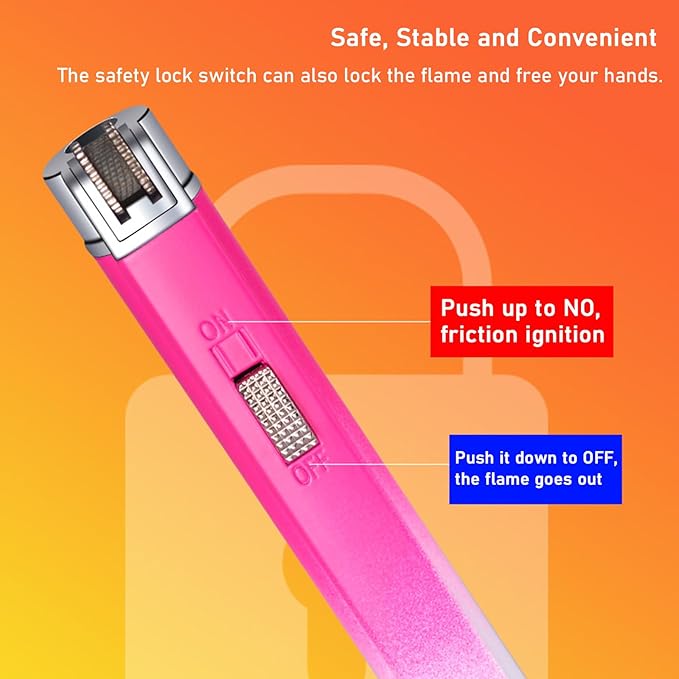 Torch Lighter, 2Pcs Mini Butane Refillable Gas Lighter with Lockable Function, Portable Adjustable Jet Flame Windproof Lighter for Kitchen, Indoor, Outdoor, Grill, Camping(Without Butane)-Red