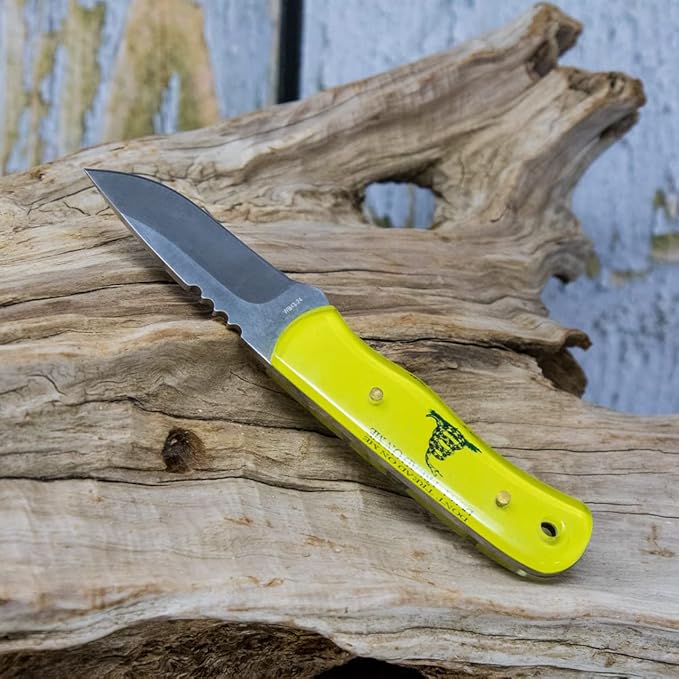 WHISKEY BENT HAT CO. Skinner 440 Steel Fixed Blade Knife w/Leather Sheath (Don't Tread)