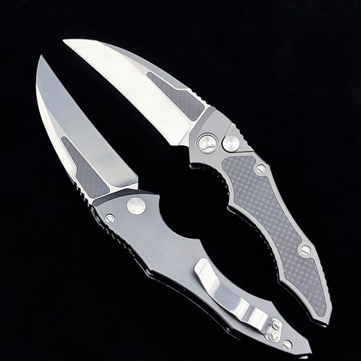 EDC Folding Pocket Knife,D2 Blade Steel, Carbon Fiber Handle, Sharp Raptor Claw Knife for Camping and Hunting.