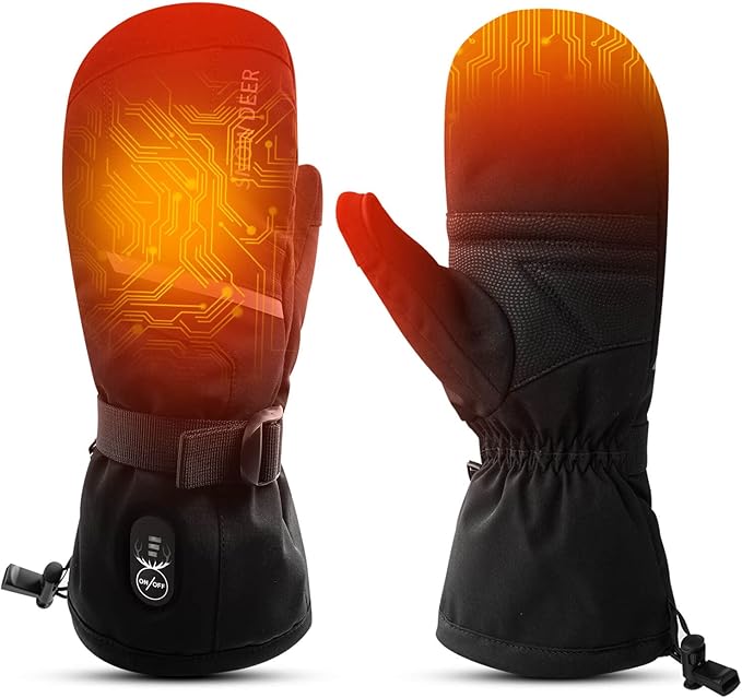 SNOW DEER Heated Gloves Electric Upgraded Men Women 7.4V Rechargeable Battery Gloves,Heated Motorcycle Glove Mittens