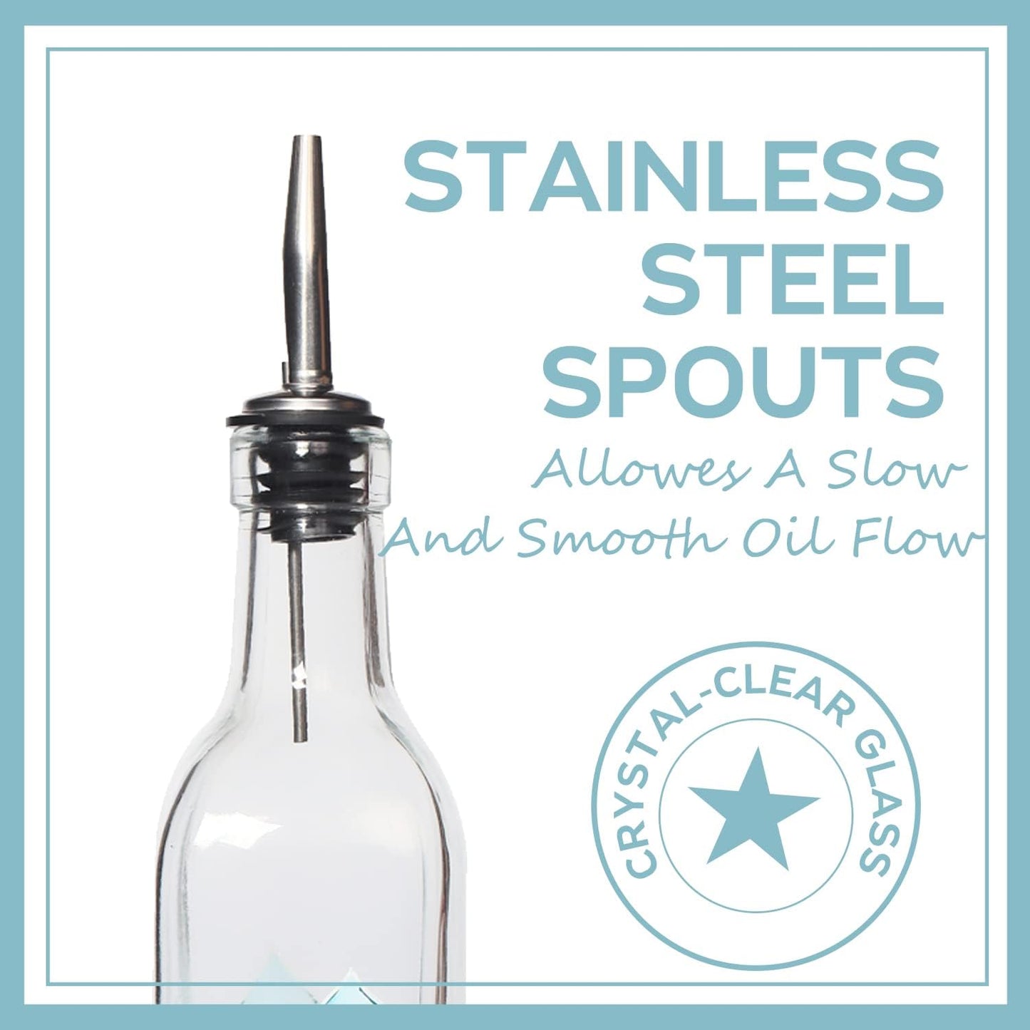 17oz Hand Painted Glass Olive Oil Bottle - 500ml Green Oil & Vinegar Cruet with Pourers - Olive Oil Carafe Decanter for Kitchen (Morning glory)