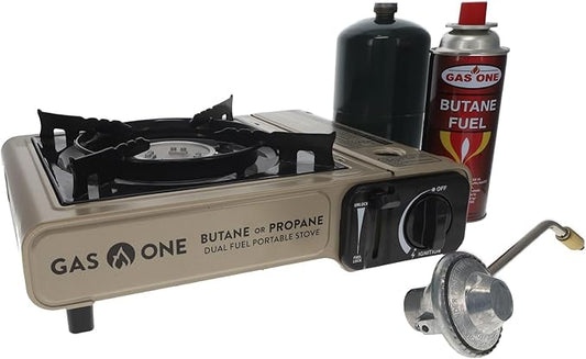 Gas One GS-3400P Propane or Butane Stove Dual Fuel Stove Portable Camping Stove - Patent Pending - with Carrying Case Great for Emergency Preparedness Kit