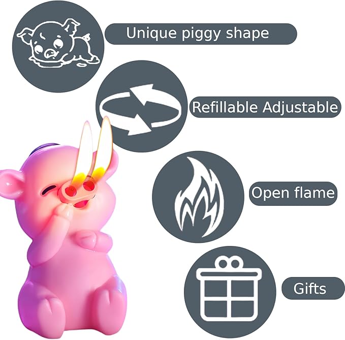 Cute Cartoon Animal Lighter Butane Refill, Pretty Aesthetic, Unique for Women Candles Gifts Camping BBQ (No Butane Fule) (25#)