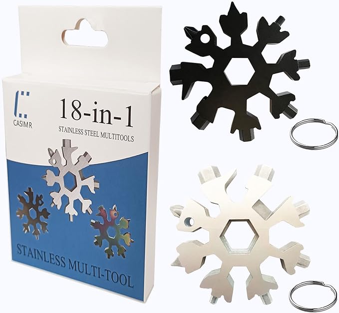 Stocking Stuffers Gifts for Men, 2-Pack Snowflake Multi-Tool 18-in-1, Screwdriver, Bottle opener, Outdoor Wrench Multi-tool, Best Gifts for Husband Men Boyfriend Boys