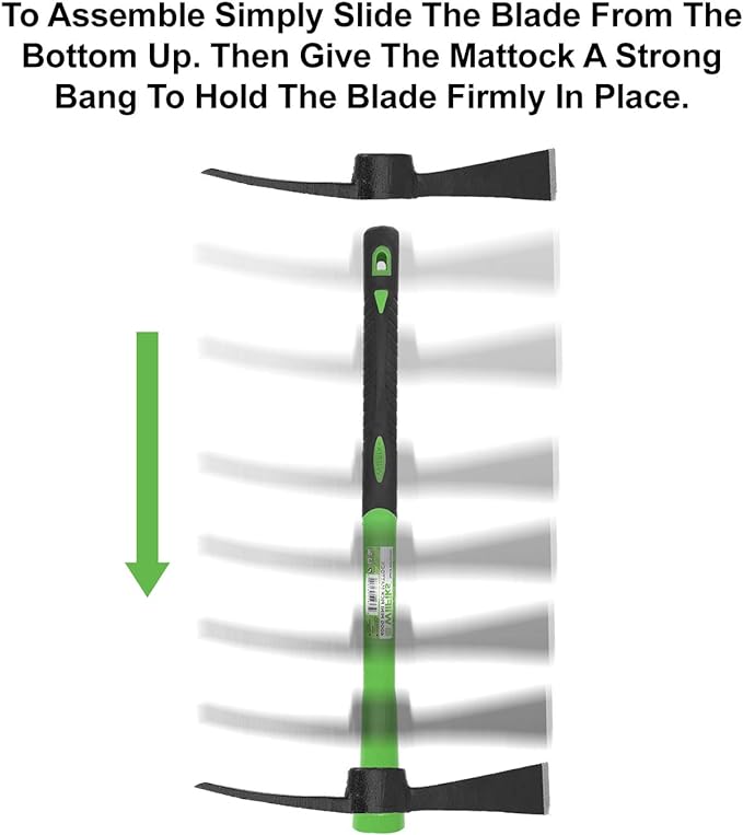 WilFiks Cutter Mattock, 15" Heavy Duty Pick Axe with Forged Heat Treated Steel Blades, Adze Hoe for Weeding, Prying and Chopping, Digging Tool with Anti-Slip Grip, Ergonomic Shock Reduction Handle