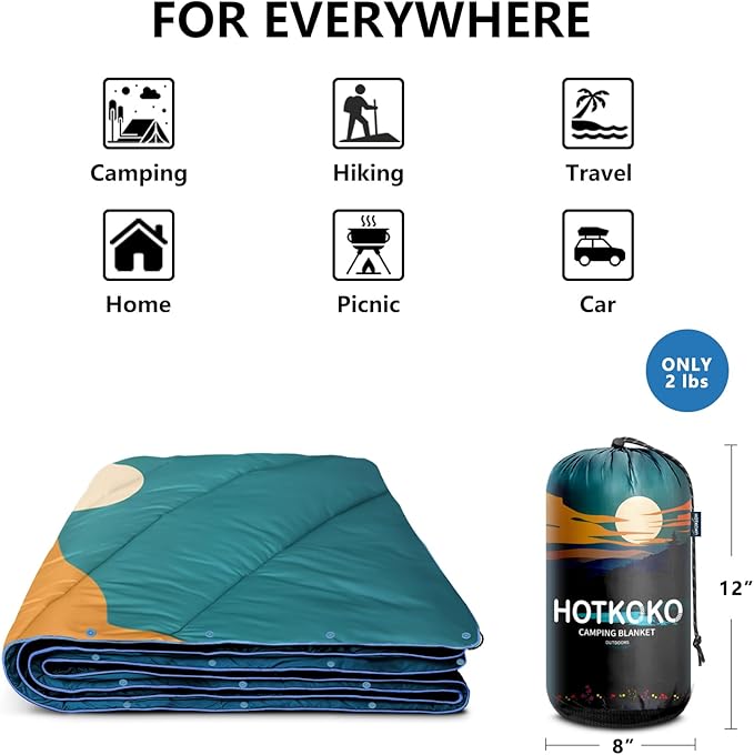 Camping Blanket,Lightweight Down Alternative Puffy Printed Camping Blanket Packable Outdoor Blanket for Camping,Traveling, Stadium, Hiking, Picnics