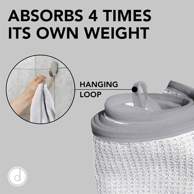 Gym Towels for Sweat 44" x 16.5" (2 Pack) - Absorbent Waffle Fabric Texture Yoga Towel for Gym, Sports, and Exercise - Odor-Free, and Lightweight - for Men and Women - White