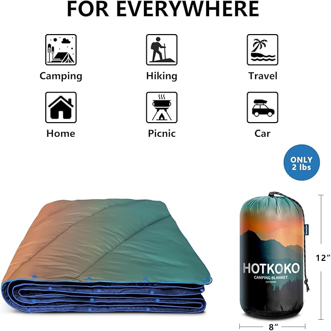 Camping Blanket,Lightweight Down Alternative Puffy Printed Camping Blanket Packable Outdoor Blanket for Camping,Traveling, Stadium, Hiking, Picnics
