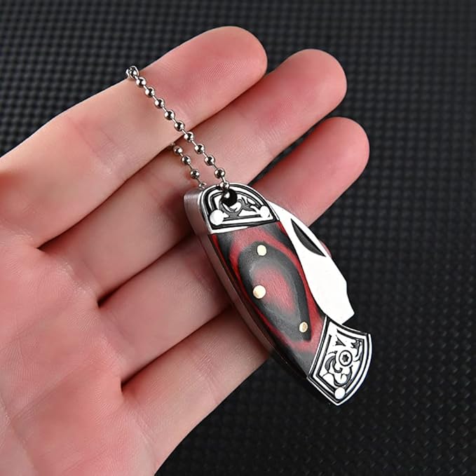 Small Pocket Knife, EDC Knife with Stainless Steel and Colored Wood Handle, Small Folding Knife for Everyday Carry, Blade Length1.5in