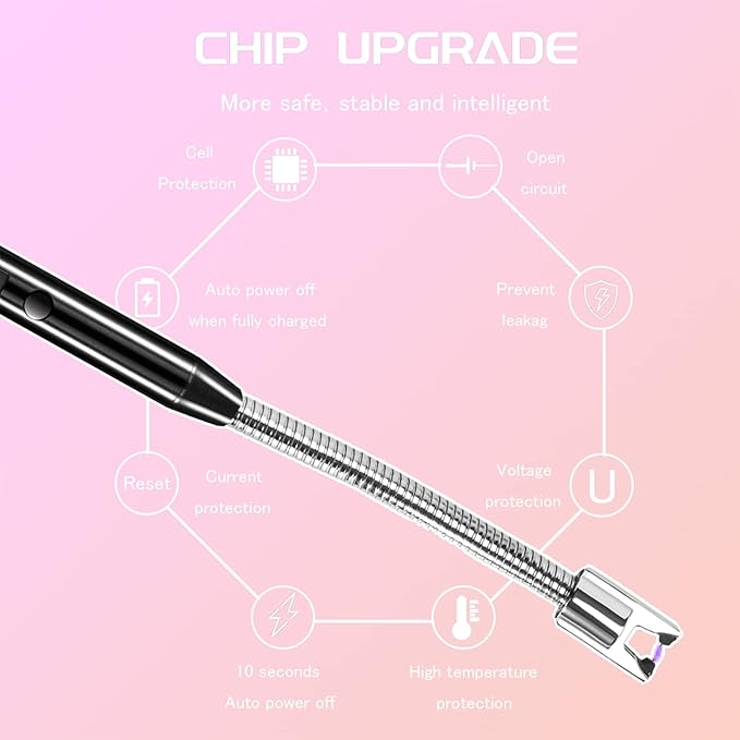 Candle Lighter Electric Lighter Rechargeable Arc Lighter with LED Battery Display360° Flexible Neck Flameless Grill Long Lighters for Light Candles Gas Stoves Camping Barbecue. (Gold)