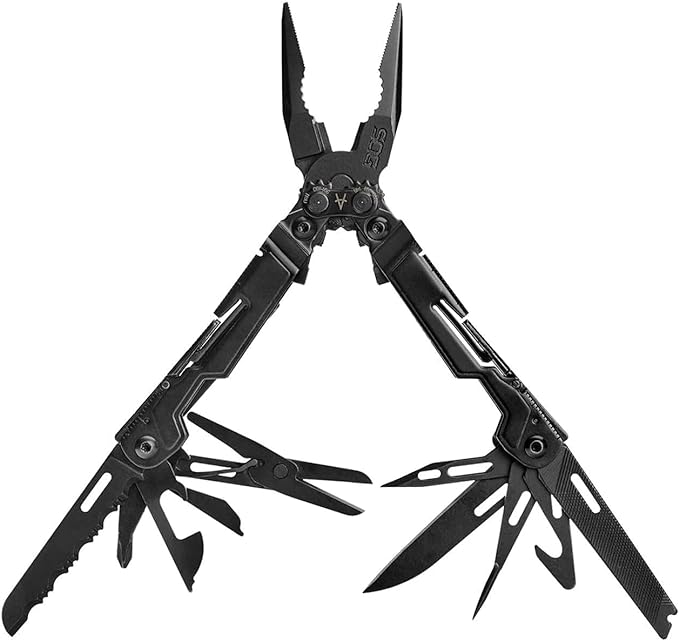 SOG PowerPint Mini 18-Tool Pocket Multitool Pliers Set & Flint Survival Defense Tool Safety Whistle Fire Starter