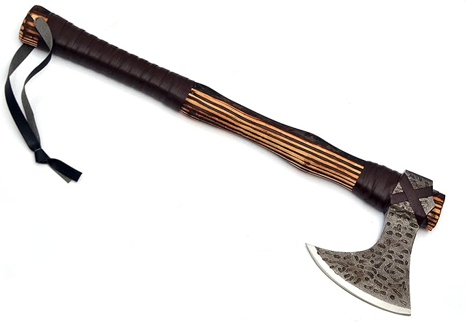 Handmade Viking Axe Real Carbon Steel Axe with Leather Sheath Camping Bearded Axes & Hatchets Hunting Axe Valentine's Day Gift, Camping & Hiking | Knives & Tools | Birthday Gift for him (VK-Ax-5)