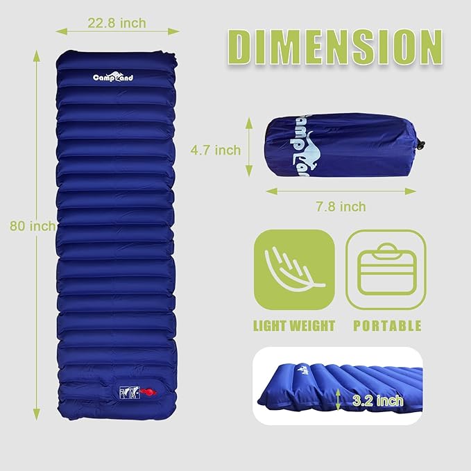UltraComfort Camping Sleeping Pad - Single, Lightweight & Durable Camping Mattress Pad and Sleeping pad for Camping