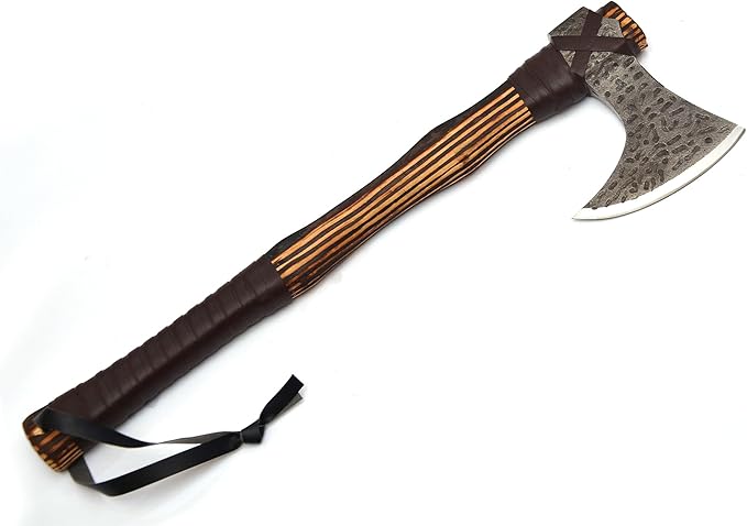 Handmade Viking Axe Real Carbon Steel Axe with Leather Sheath Camping Bearded Axes & Hatchets Hunting Axe Valentine's Day Gift, Camping & Hiking | Knives & Tools | Birthday Gift for him (VK-Ax-5)