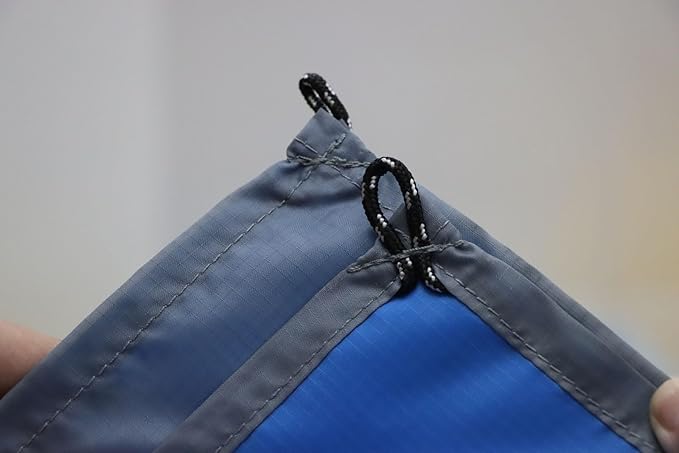 Orga'Neat Outdoor Pocket Blanket, 55”*60” Foldable Compact Lightweight Fast Dry Thin Tarp Mat for Picnic Camping Hiking Backpacking, Water-Resistant, Easily Put in Small Bag -Grey/Blue