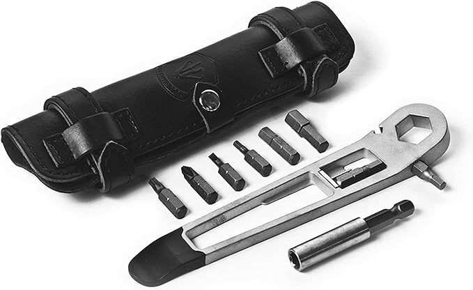 THE NUTTER All in One Bike Tool - Portable Bike Repair Kit with Cycling Multitool and Black Leather Pouch - Specialized Bike Accessories, Bike Tools - Emergency Biking Gear for All Types of Bicycles