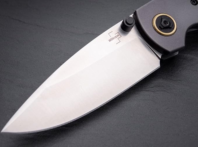 BÖKER PLUS Gulu Pro Marble Carbon Fiber Titanium Folding Pocket Knife, Linerlock, D2 Steel Blade, Designed by Steve Kelly