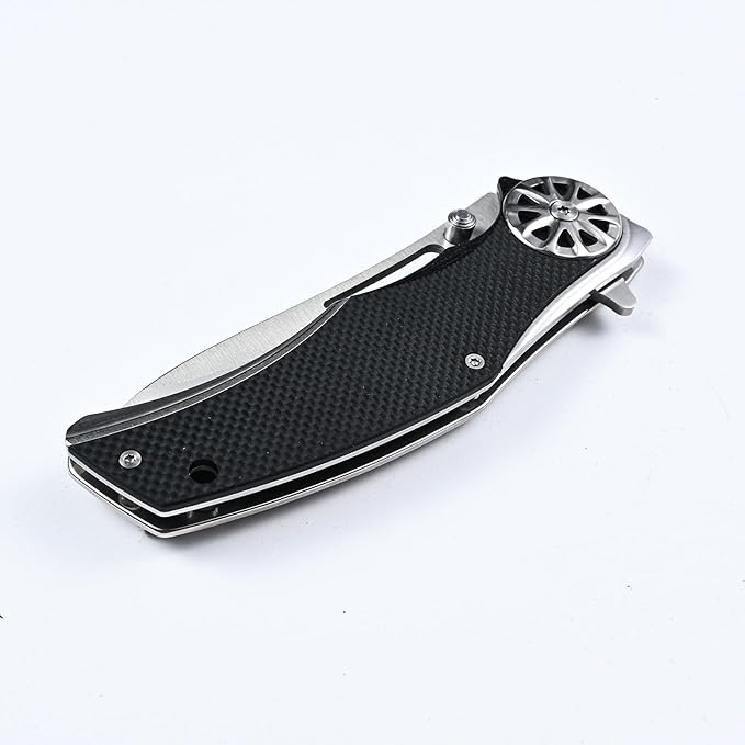 Survival Folding Pocket Knife, Tactical Outdoor Camping Fold Knife, G 10 Handle 440C Stainless Steel,4.5inch Closed