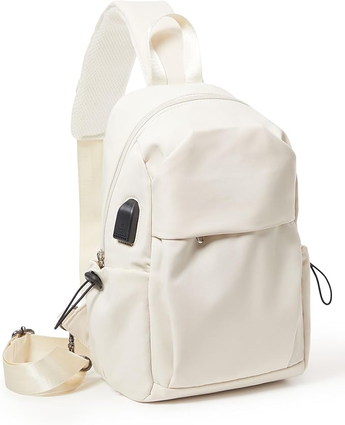 SEAFEW Tactical Backpacks Small Sling Bag Crossbody Backpack Shoulder Bag for Men Women, Multipurpose Anti-Theft Cross Body Chest Bags, One Strap Backpack for Walking Biking Travel Cycling Off White